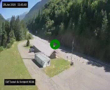 <h2>Webcam à l'entrée du tunnel du Somport, côté français, sur la N134, dans les Pyrénées, en direction de l'Espagne, à 1116 mètres d'altitude</h2>