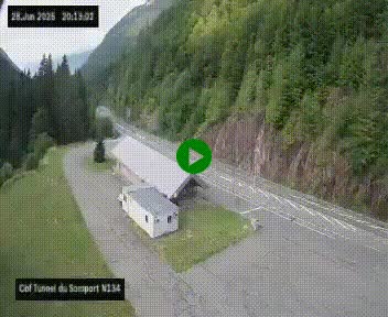 <h2>Webcam à l'entrée du tunnel du Somport, côté français, sur la N134, dans les Pyrénées, en direction de l'Espagne, à 1116 mètres d'altitude</h2>