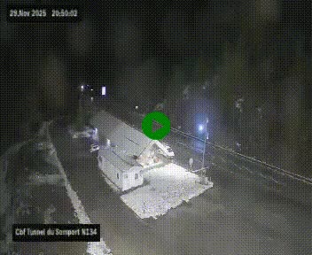 <h2>Webcam à l'entrée du tunnel du Somport, côté français, sur la N134, dans les Pyrénées, en direction de l'Espagne, à 1116 mètres d'altitude</h2>