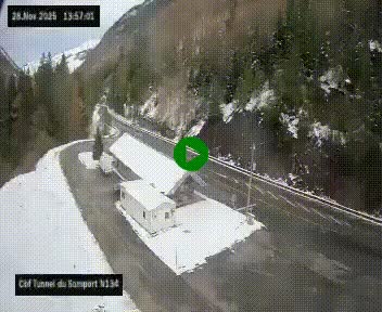 <h2>Webcam à l'entrée du tunnel du Somport, côté français, sur la N134, dans les Pyrénées, en direction de l'Espagne, à 1116 mètres d'altitude</h2>
