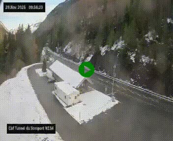 <h2>Webcam à l'entrée du tunnel du Somport, côté français, sur la N134, dans les Pyrénées, en direction de l'Espagne, à 1116 mètres d'altitude</h2>