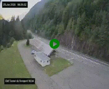 <h2>Webcam à l'entrée du tunnel du Somport, côté français, sur la N134, dans les Pyrénées, en direction de l'Espagne, à 1116 mètres d'altitude</h2>