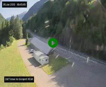 <h2>Webcam à l'entrée du tunnel du Somport, côté français, sur la N134, dans les Pyrénées, en direction de l'Espagne, à 1116 mètres d'altitude</h2>