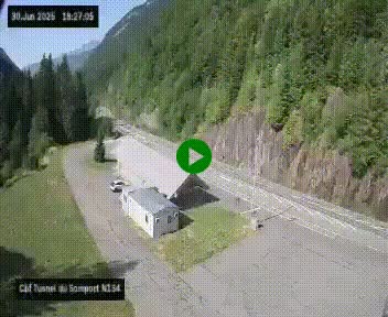 <h2>Webcam à l'entrée du tunnel du Somport, côté français, sur la N134, dans les Pyrénées, en direction de l'Espagne, à 1116 mètres d'altitude</h2>