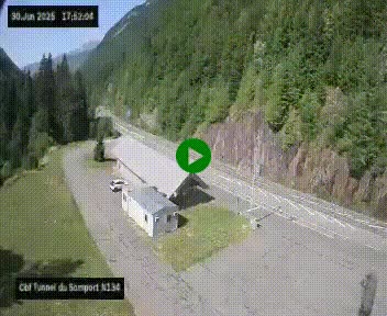 <h2>Webcam à l'entrée du tunnel du Somport, côté français, sur la N134, dans les Pyrénées, en direction de l'Espagne, à 1116 mètres d'altitude</h2>