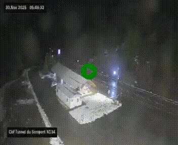 <h2>Webcam à l'entrée du tunnel du Somport, côté français, sur la N134, dans les Pyrénées, en direction de l'Espagne, à 1116 mètres d'altitude</h2>