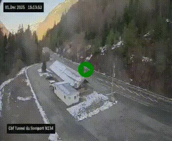 <h2>Webcam à l'entrée du tunnel du Somport, côté français, sur la N134, dans les Pyrénées, en direction de l'Espagne, à 1116 mètres d'altitude</h2>