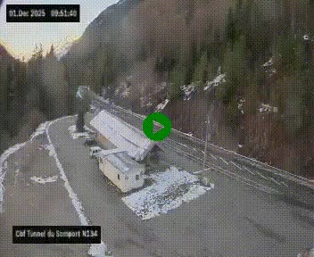 <h2>Webcam à l'entrée du tunnel du Somport, côté français, sur la N134, dans les Pyrénées, en direction de l'Espagne, à 1116 mètres d'altitude</h2>