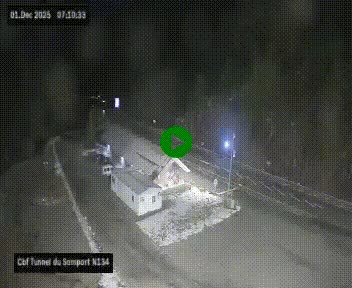 <h2>Webcam à l'entrée du tunnel du Somport, côté français, sur la N134, dans les Pyrénées, en direction de l'Espagne, à 1116 mètres d'altitude</h2>