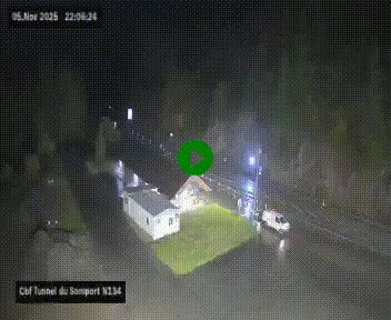 <h2>Webcam à l'entrée du tunnel du Somport, côté français, sur la N134, dans les Pyrénées, en direction de l'Espagne, à 1116 mètres d'altitude</h2>