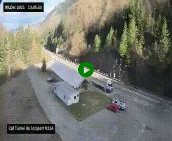 <h2>Webcam à l'entrée du tunnel du Somport, côté français, sur la N134, dans les Pyrénées, en direction de l'Espagne, à 1116 mètres d'altitude</h2>
