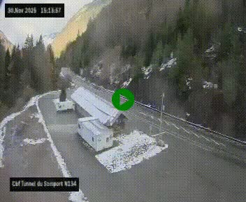 <h2>Webcam à l'entrée du tunnel du Somport, côté français, sur la N134, dans les Pyrénées, en direction de l'Espagne, à 1116 mètres d'altitude</h2>