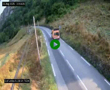 <h2>Webcam dans les Pyrénées Atlantique au niveau du col d'Urdos et du fort du Pourtalet sur la N134, en direction du Col et du tunnel du Somport, à 765 mètres d'altitude</h2>