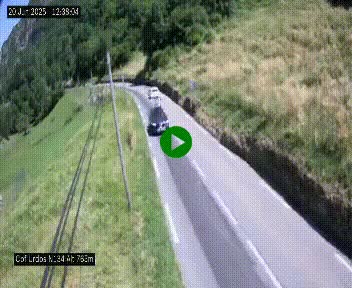 Webcam dans les Pyrénées Atlantique au niveau du col d'Urdos et du fort du Pourtalet sur la N134, en direction du Col et du tunnel du Somport, à 765 mètres d'altitude