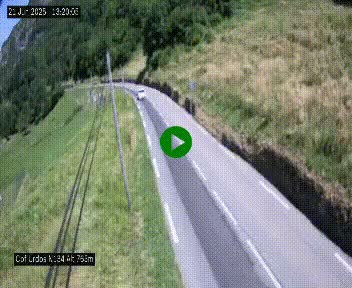 Webcam dans les Pyrénées Atlantique au niveau du col d'Urdos et du fort du Pourtalet sur la N134, en direction du Col et du tunnel du Somport, à 765 mètres d'altitude