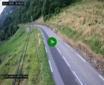 Webcam dans les Pyrénées Atlantique au niveau du col d'Urdos et du fort du Pourtalet sur la N134, en direction du Col et du tunnel du Somport, à 765 mètres d'altitude