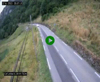 Webcam dans les Pyrénées Atlantique au niveau du col d'Urdos et du fort du Pourtalet sur la N134, en direction du Col et du tunnel du Somport, à 765 mètres d'altitude