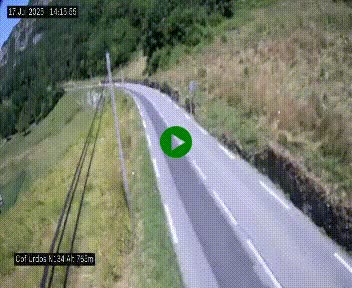 Webcam dans les Pyrénées Atlantique au niveau du col d'Urdos et du fort du Pourtalet sur la N134, en direction du Col et du tunnel du Somport, à 765 mètres d'altitude