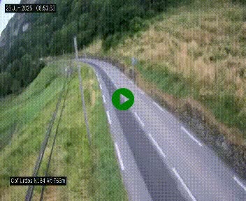 Webcam dans les Pyrénées Atlantique au niveau du col d'Urdos et du fort du Pourtalet sur la N134, en direction du Col et du tunnel du Somport, à 765 mètres d'altitude