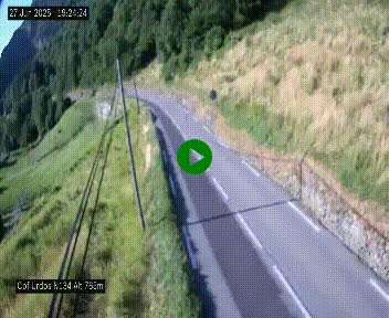 Webcam dans les Pyrénées Atlantique au niveau du col d'Urdos et du fort du Pourtalet sur la N134, en direction du Col et du tunnel du Somport, à 765 mètres d'altitude