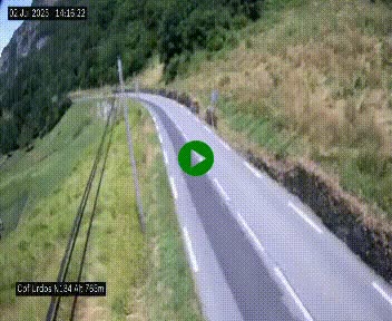 Webcam dans les Pyrénées Atlantique au niveau du col d'Urdos et du fort du Pourtalet sur la N134, en direction du Col et du tunnel du Somport, à 765 mètres d'altitude