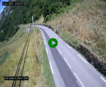 Webcam dans les Pyrénées Atlantique au niveau du col d'Urdos et du fort du Pourtalet sur la N134, en direction du Col et du tunnel du Somport, à 765 mètres d'altitude