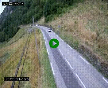 Webcam dans les Pyrénées Atlantique au niveau du col d'Urdos et du fort du Pourtalet sur la N134, en direction du Col et du tunnel du Somport, à 765 mètres d'altitude
