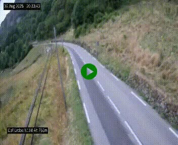 Webcam dans les Pyrénées Atlantique au niveau du col d'Urdos et du fort du Pourtalet sur la N134, en direction du Col et du tunnel du Somport, à 765 mètres d'altitude