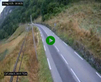 Webcam dans les Pyrénées Atlantique au niveau du col d'Urdos et du fort du Pourtalet sur la N134, en direction du Col et du tunnel du Somport, à 765 mètres d'altitude