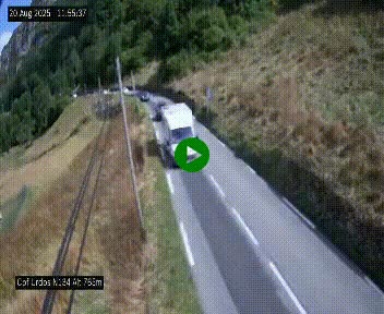 Webcam dans les Pyrénées Atlantique au niveau du col d'Urdos et du fort du Pourtalet sur la N134, en direction du Col et du tunnel du Somport, à 765 mètres d'altitude