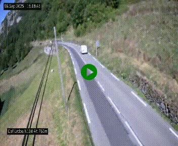 Webcam dans les Pyrénées Atlantique au niveau du col d'Urdos et du fort du Pourtalet sur la N134, en direction du Col et du tunnel du Somport, à 765 mètres d'altitude