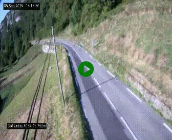 Webcam dans les Pyrénées Atlantique au niveau du col d'Urdos et du fort du Pourtalet sur la N134, en direction du Col et du tunnel du Somport, à 765 mètres d'altitude