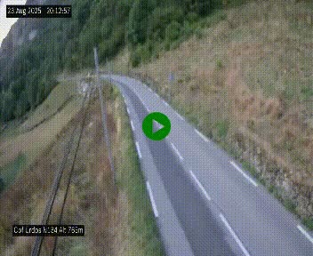 <h2>Webcam dans les Pyrénées Atlantique au niveau du col d'Urdos et du fort du Pourtalet sur la N134, en direction du Col et du tunnel du Somport, à 765 mètres d'altitude</h2>