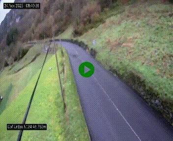 Webcam dans les Pyrénées Atlantique au niveau du col d'Urdos et du fort du Pourtalet sur la N134, en direction du Col et du tunnel du Somport, à 765 mètres d'altitude