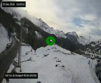 <h2>Webcam au col du Somport, côté français, sur la N134, dans les Pyrénées, en direction de l'Espagne, à 1632 mètres d'altitude</h2>