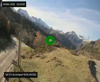 <h2>Webcam au col du Somport, côté français, sur la N134, dans les Pyrénées, en direction de l'Espagne, à 1632 mètres d'altitude</h2>