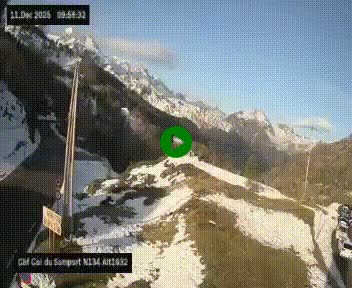 <h2>Webcam au col du Somport, côté français, sur la N134, dans les Pyrénées, en direction de l'Espagne, à 1632 mètres d'altitude</h2>
