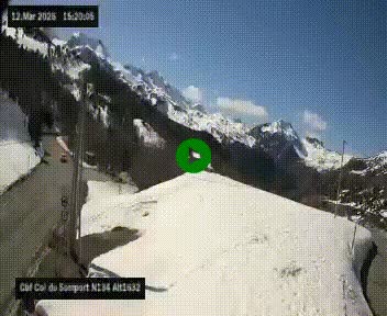 Webcam au col du Somport, côté français, sur la N134, dans les Pyrénées, en direction de l'Espagne, à 1632 mètres d'altitude