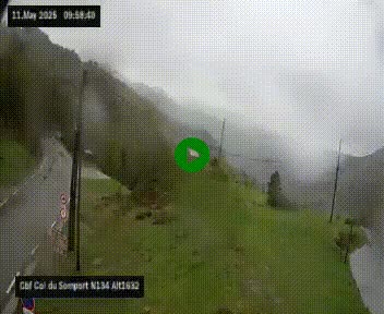 <h2>Webcam au col du Somport, côté français, sur la N134, dans les Pyrénées, en direction de l'Espagne, à 1632 mètres d'altitude</h2>
