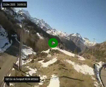 <h2>Webcam au col du Somport, côté français, sur la N134, dans les Pyrénées, en direction de l'Espagne, à 1632 mètres d'altitude</h2>