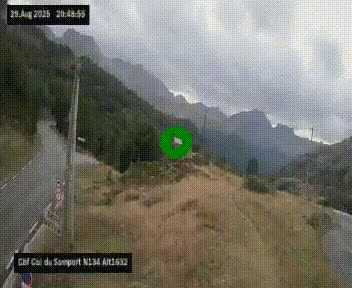 <h2>Webcam au col du Somport, côté français, sur la N134, dans les Pyrénées, en direction de l'Espagne, à 1632 mètres d'altitude</h2>