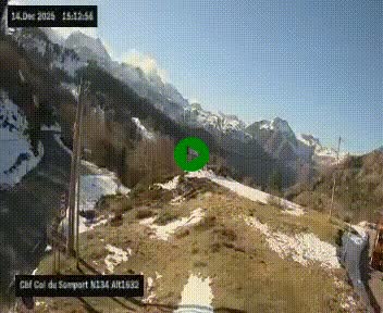 <h2>Webcam au col du Somport, côté français, sur la N134, dans les Pyrénées, en direction de l'Espagne, à 1632 mètres d'altitude</h2>
