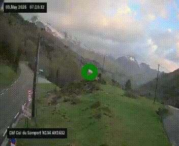 Webcam au col du Somport, côté français, sur la N134, dans les Pyrénées, en direction de l'Espagne, à 1632 mètres d'altitude