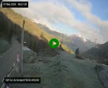 Webcam au col du Somport, côté français, sur la N134, dans les Pyrénées, en direction de l'Espagne, à 1632 mètres d'altitude
