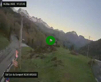 Webcam au col du Somport, côté français, sur la N134, dans les Pyrénées, en direction de l'Espagne, à 1632 mètres d'altitude