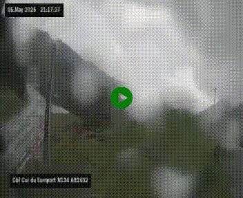 Webcam au col du Somport, côté français, sur la N134, dans les Pyrénées, en direction de l'Espagne, à 1632 mètres d'altitude