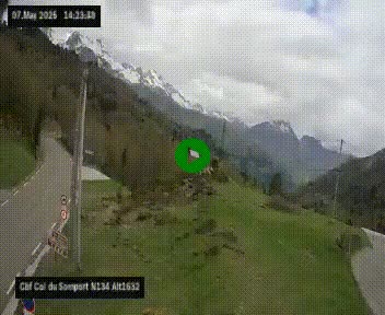 Webcam au col du Somport, côté français, sur la N134, dans les Pyrénées, en direction de l'Espagne, à 1632 mètres d'altitude