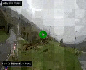 Webcam au col du Somport, côté français, sur la N134, dans les Pyrénées, en direction de l'Espagne, à 1632 mètres d'altitude