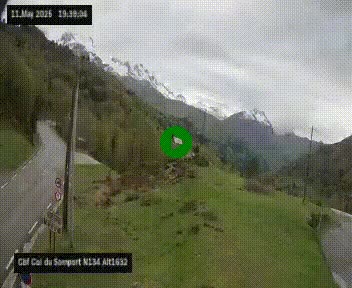 Webcam au col du Somport, côté français, sur la N134, dans les Pyrénées, en direction de l'Espagne, à 1632 mètres d'altitude
