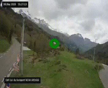 Webcam au col du Somport, côté français, sur la N134, dans les Pyrénées, en direction de l'Espagne, à 1632 mètres d'altitude